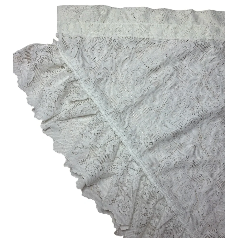 Vintage Lace Swag Curtains Ruffled Lace Cottage Curtains Set Floral Ruffle White
